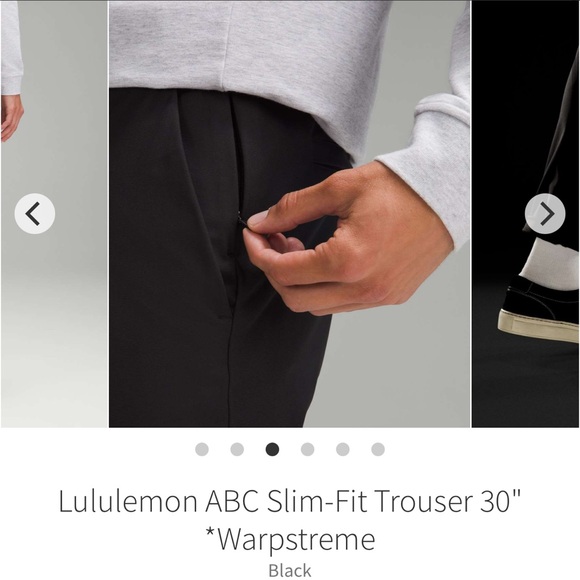 Lululemon ABC Slim Fit Trouser Warpstreme Black Men’s Size 30x27 - Picture 3 of 14